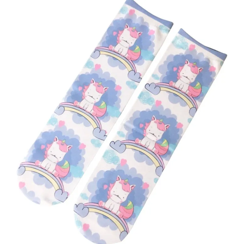 💝 Socks: Unicorn Light Blue