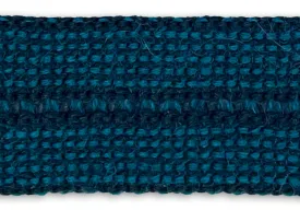 1 1/8" Teal Green & Black Braided Fold-Over Wool Trim (Made in Japan)