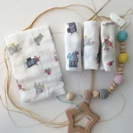 100% Cotton Muslin Baby Washcloths, 2 Layer Ultra Soft, Absorbent Reusable Baby Wipes, Nursing Cloth (4 Each Boxed Sets)