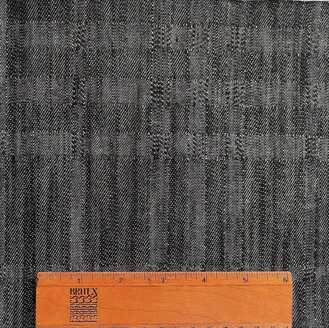 12 Oz Geometric Black Cotton Denim Twill Jacquard (Made in Italy)