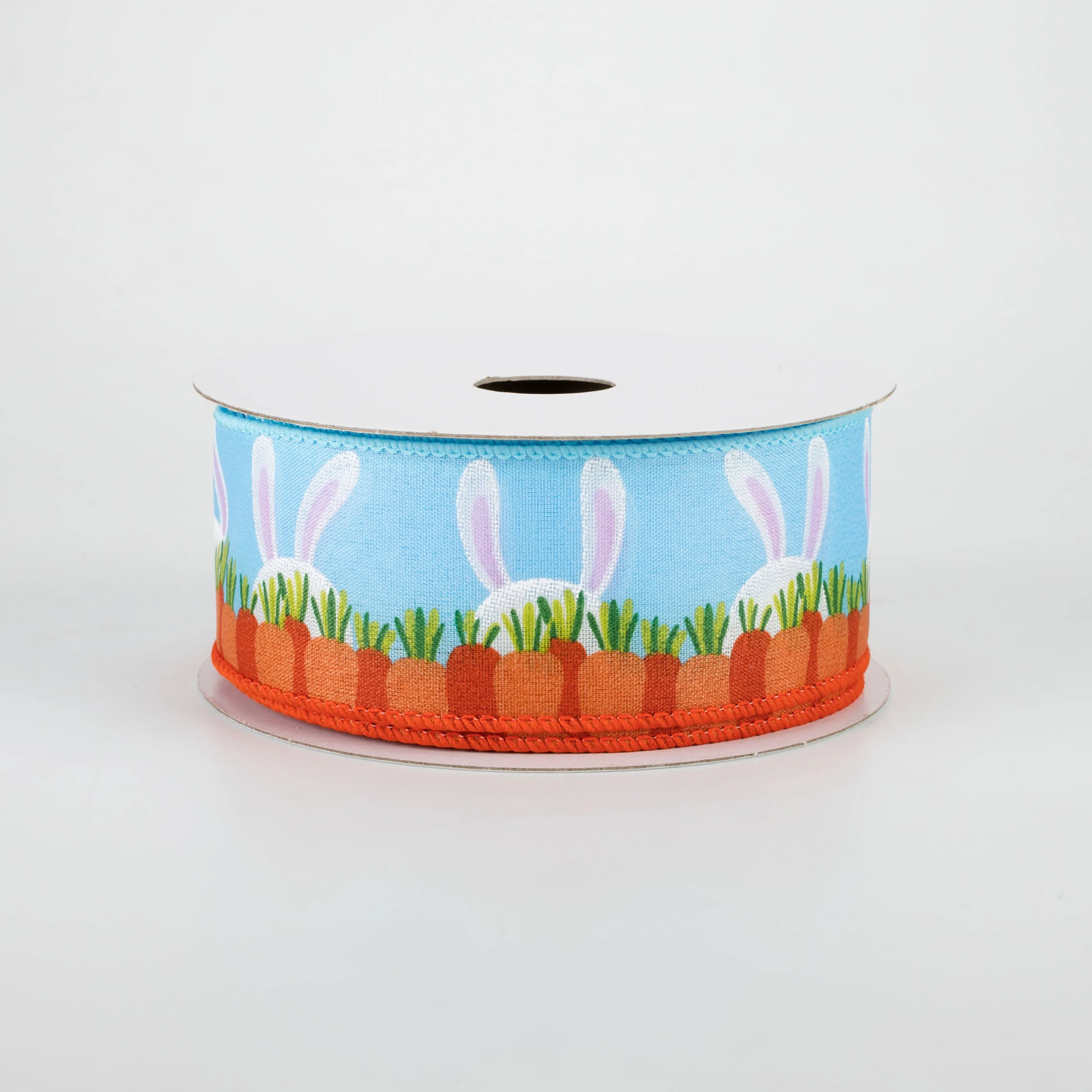 1.5" Bunny Ears & Carrots Ribbon: Blue (10 Yards)