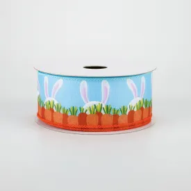 1.5" Bunny Ears & Carrots Ribbon: Blue (10 Yards)