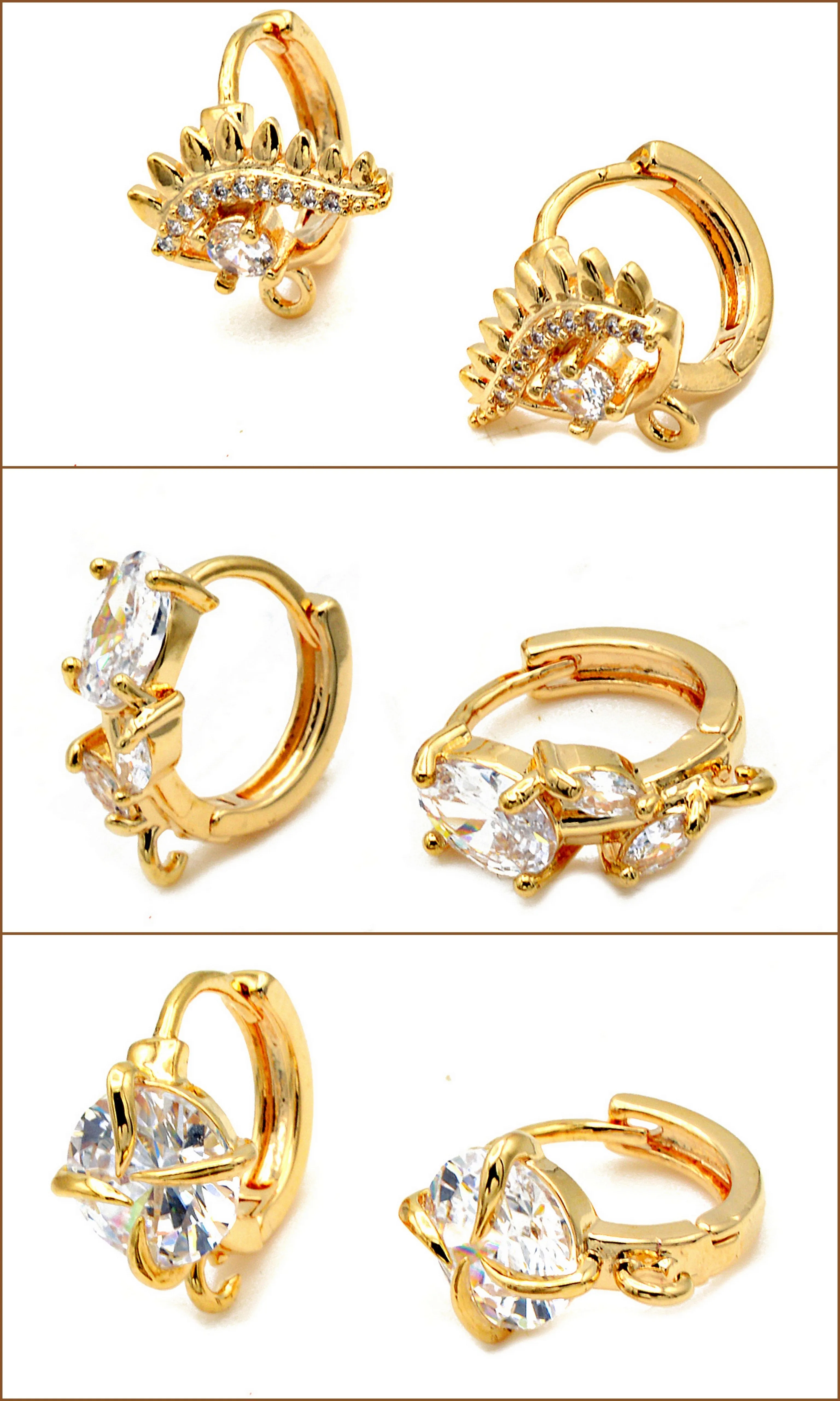 18K Gold Filled Look, Leverback Earring Set - Evil Eye, Floral & Crystal Star Designs - Luxe Huggy Earrings Multipack