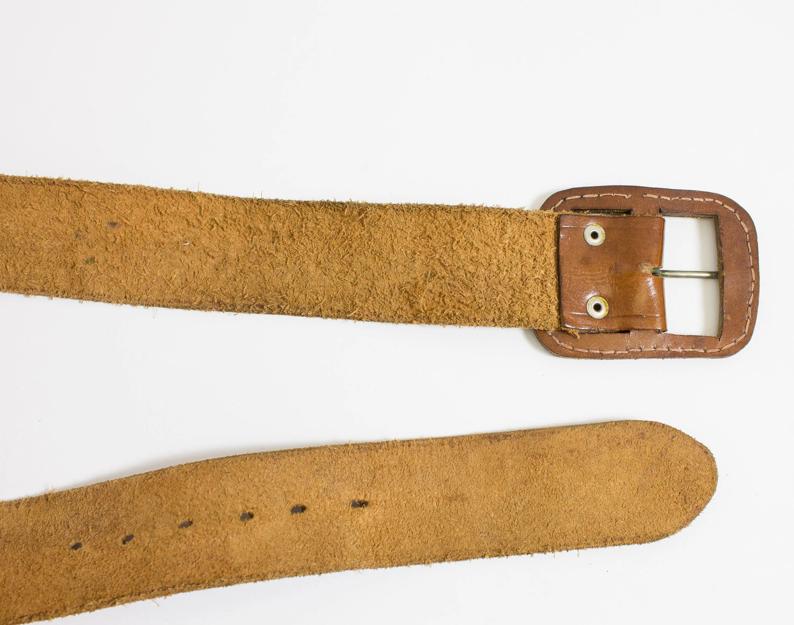 1970s Leather Belt Brown Boho M / L