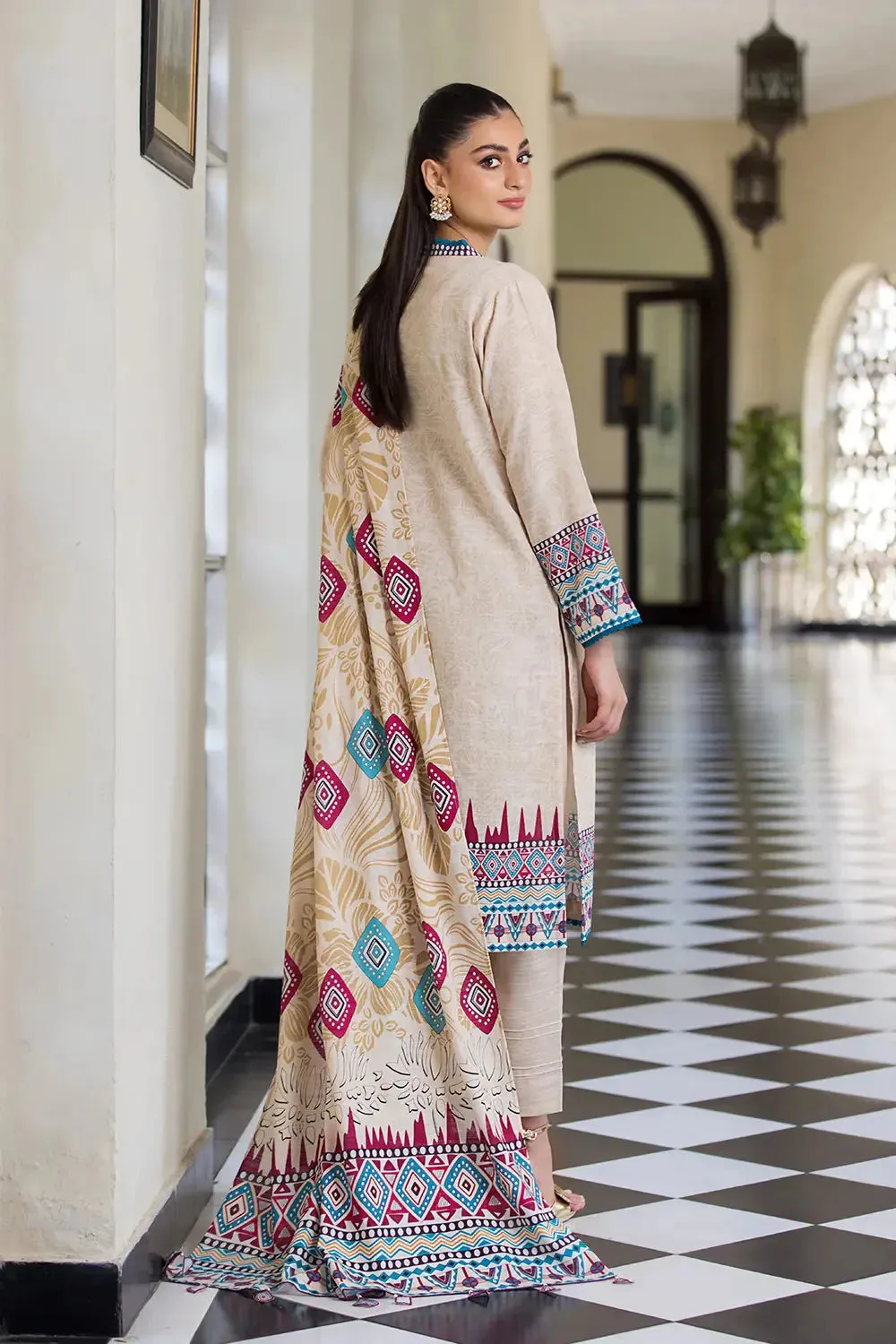 3PC Printed Unstitched Khaddar Suit KKH-2889