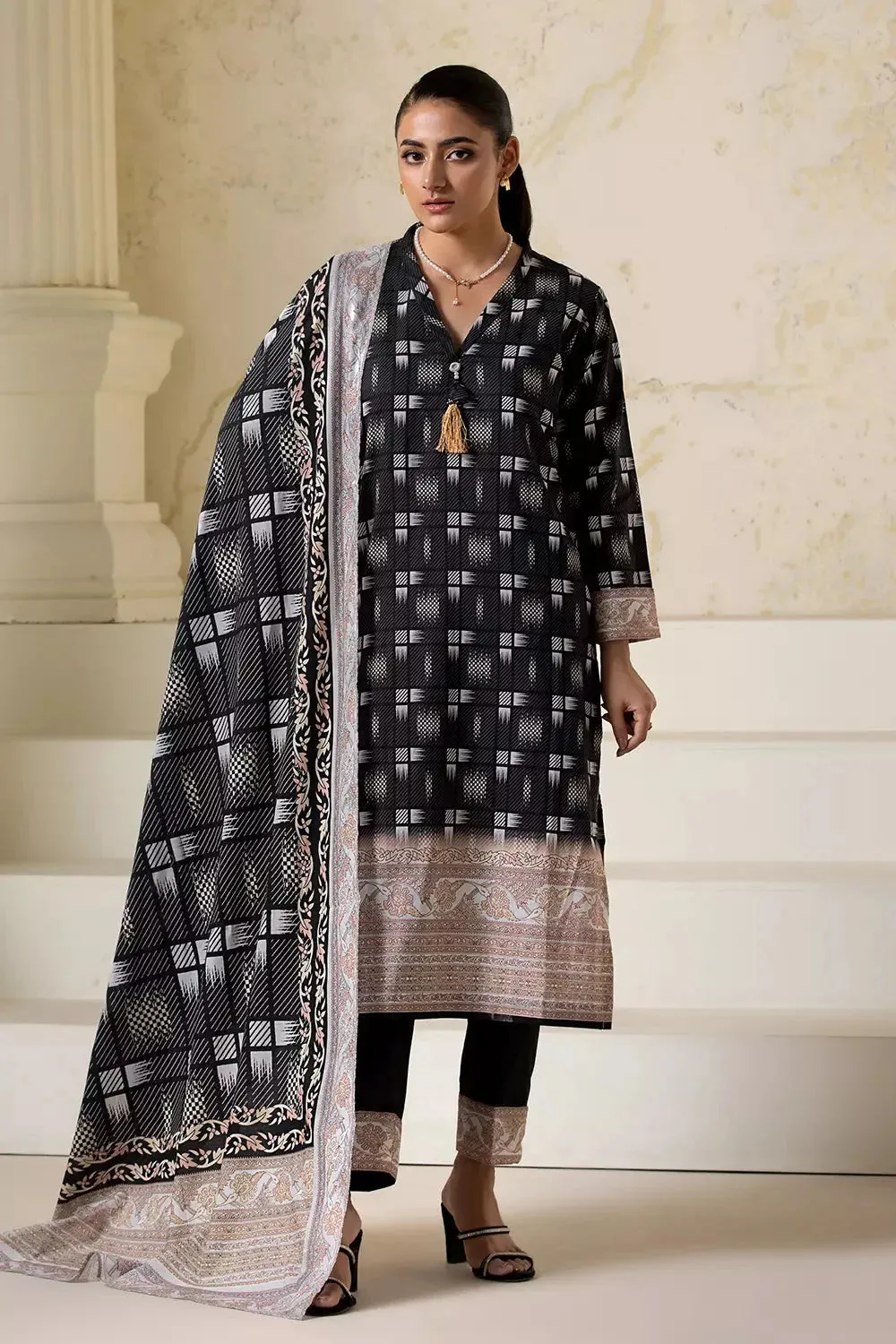3PC Printed Unstitched Lawn Suit KLA-2751