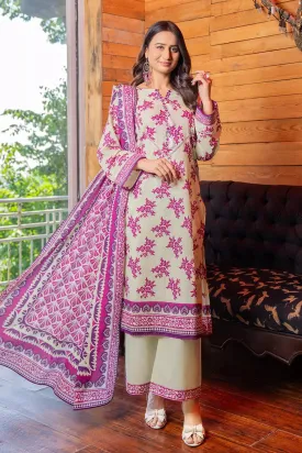 3PC Printed Unstitched Lawn Suit KLA-2758
