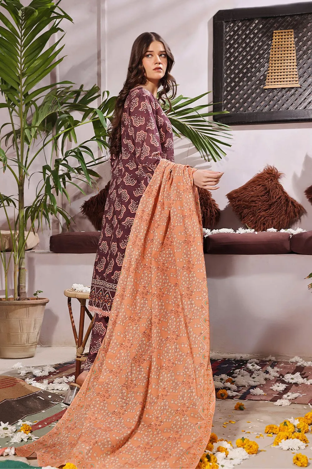 3PC Unstitched Khaddar Suit KKH-2252