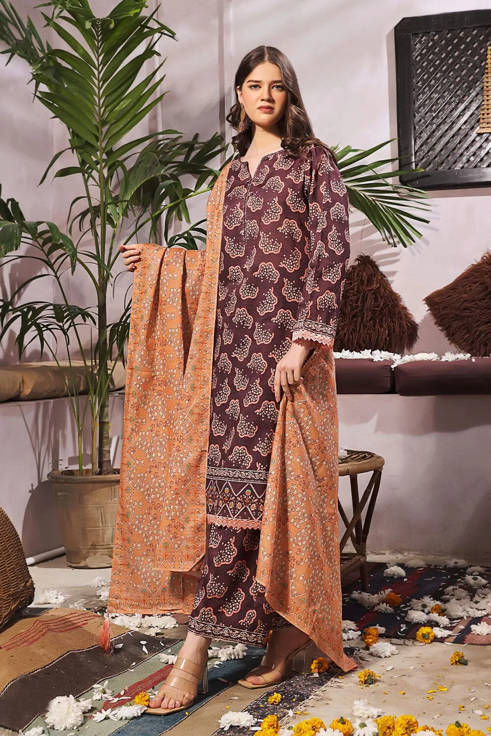 3PC Unstitched Khaddar Suit KKH-2252