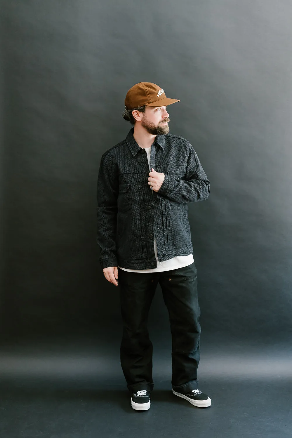 6117-BK - Sashiko Type II Jacket - Black x Grey