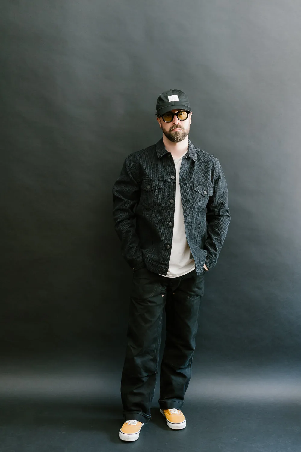 6118-BK - Sashiko Type III Jacket - Black x Grey