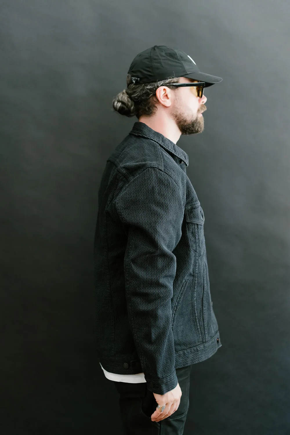 6118-BK - Sashiko Type III Jacket - Black x Grey