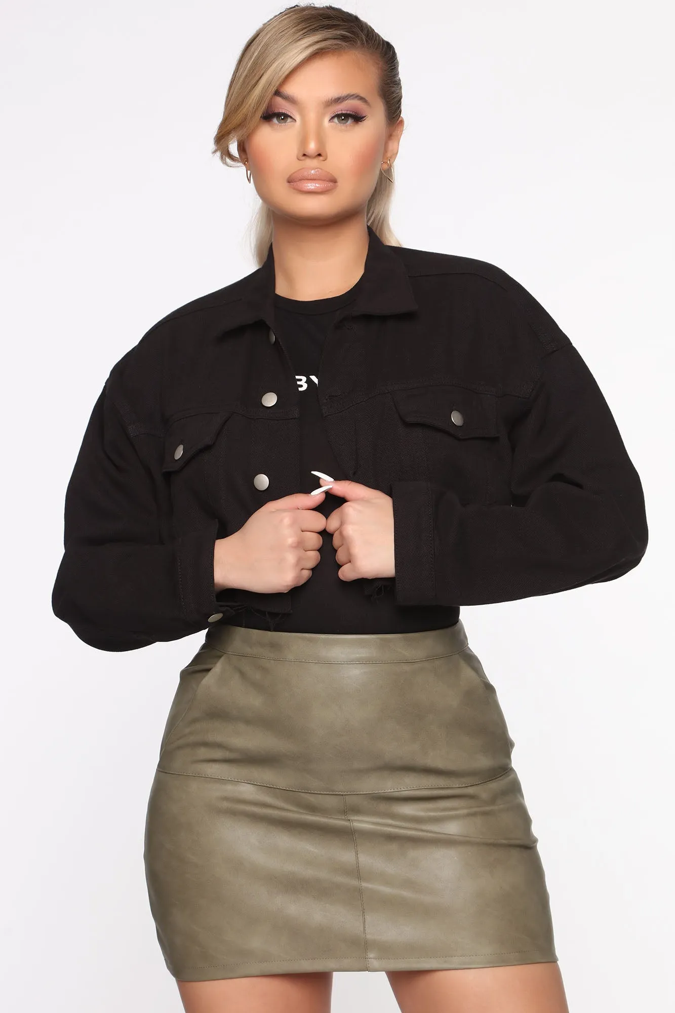 Above All Crop Denim Jacket - Black