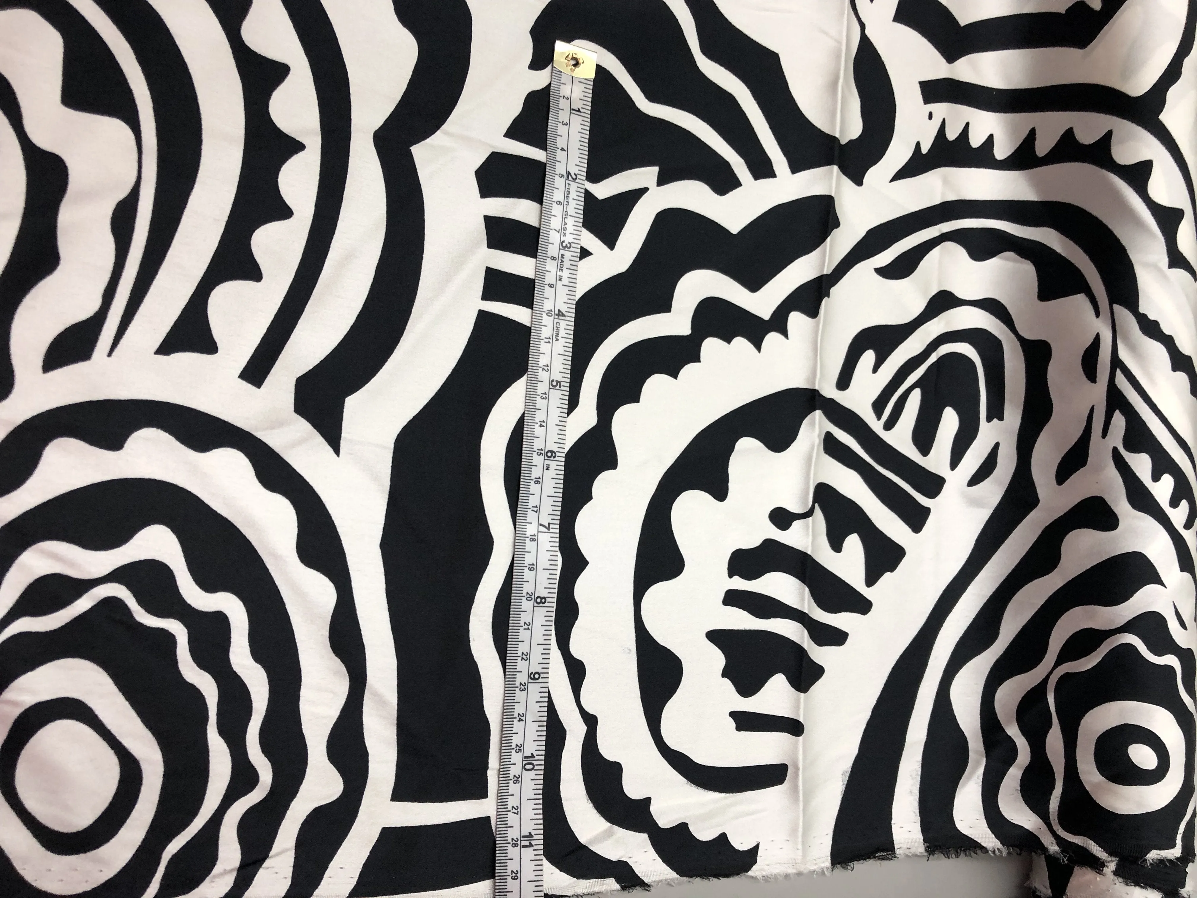 Abstract Large Scale Floral Printed Silk Charmeuse - Black / White