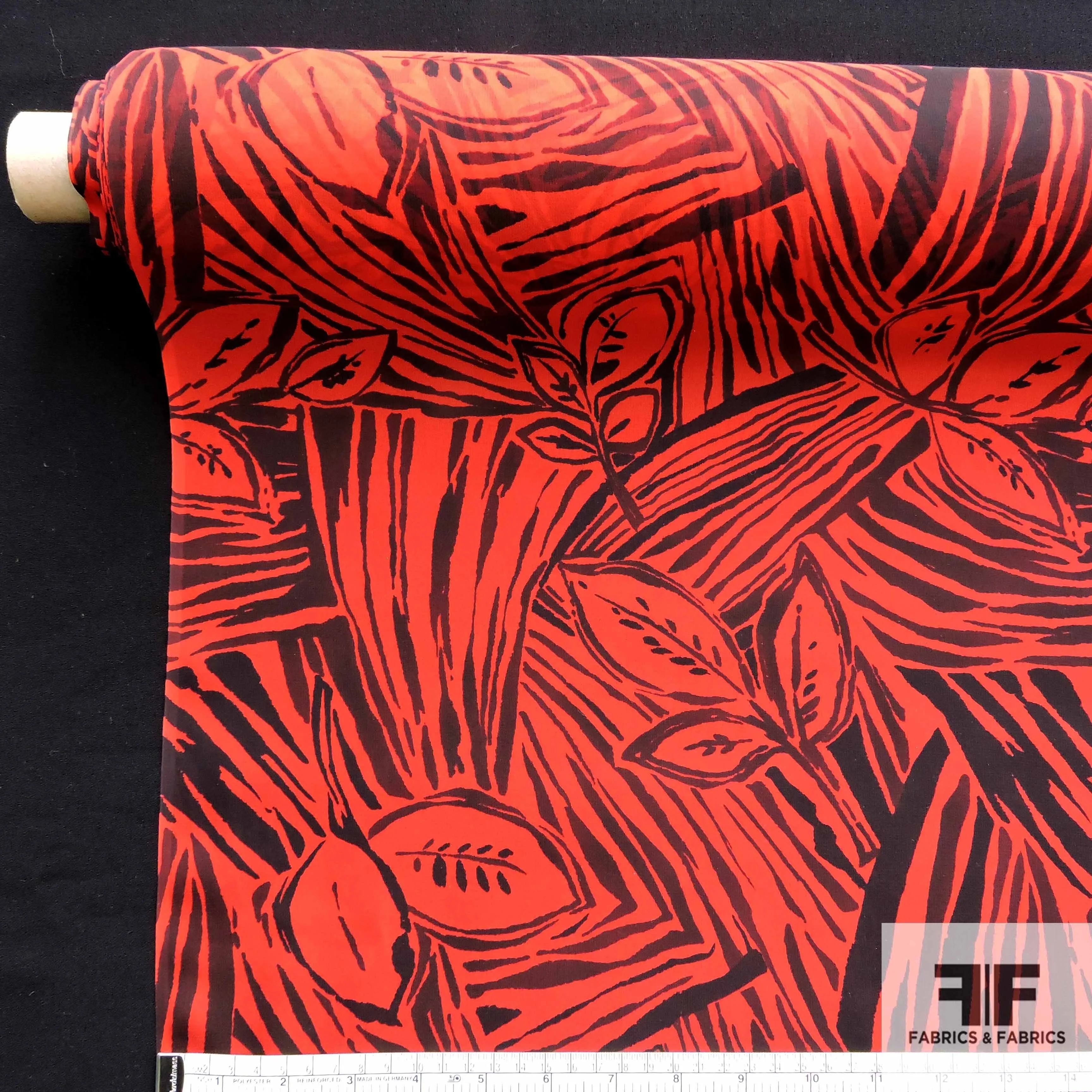 Abstract Printed Silk Chiffon - Black/Red