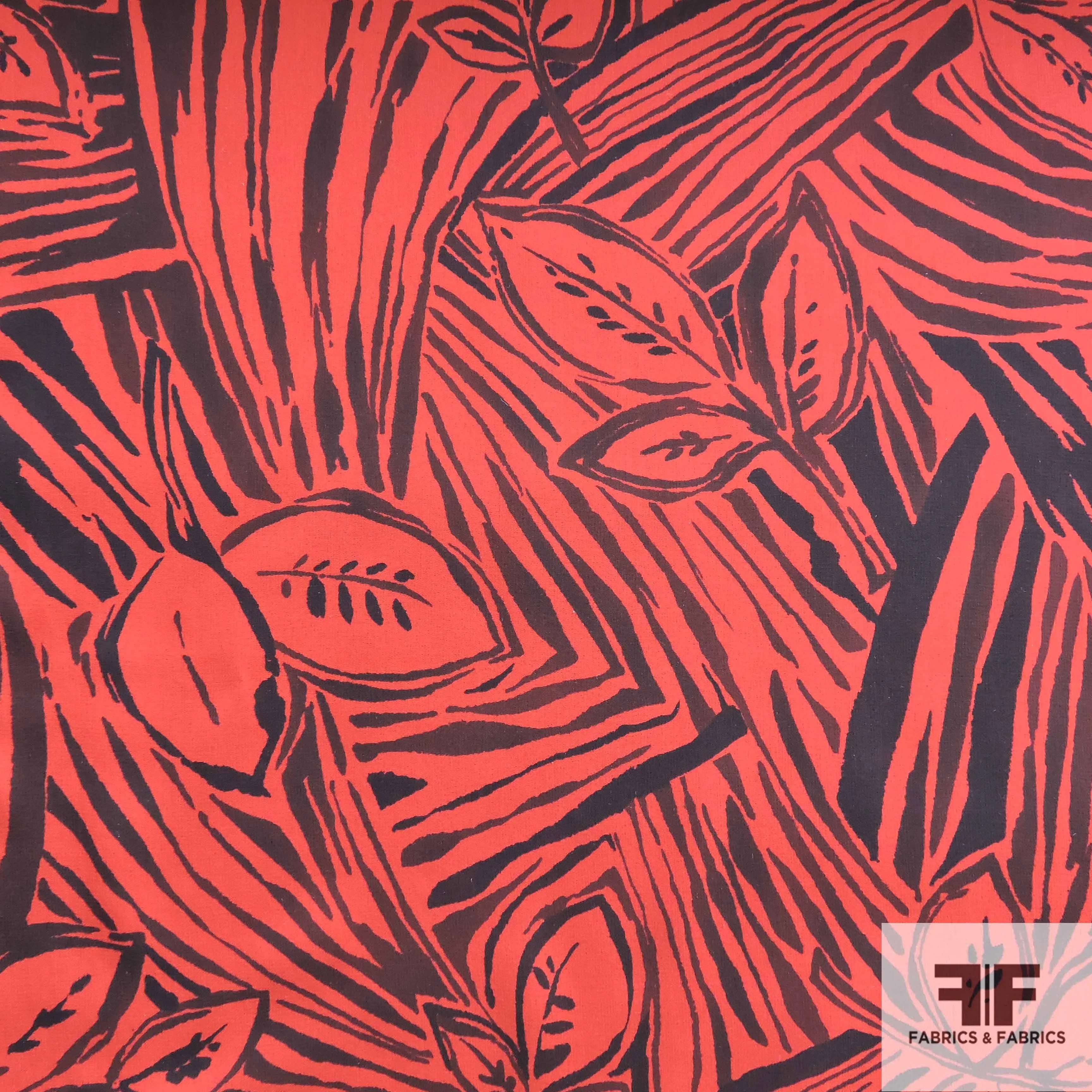 Abstract Printed Silk Chiffon - Black/Red