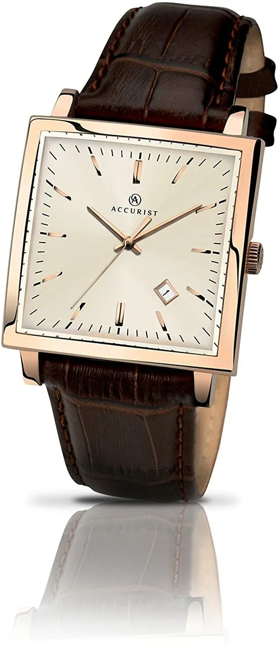 Accurist Analogue Classic Quartz with Leather Strap Mens Watch