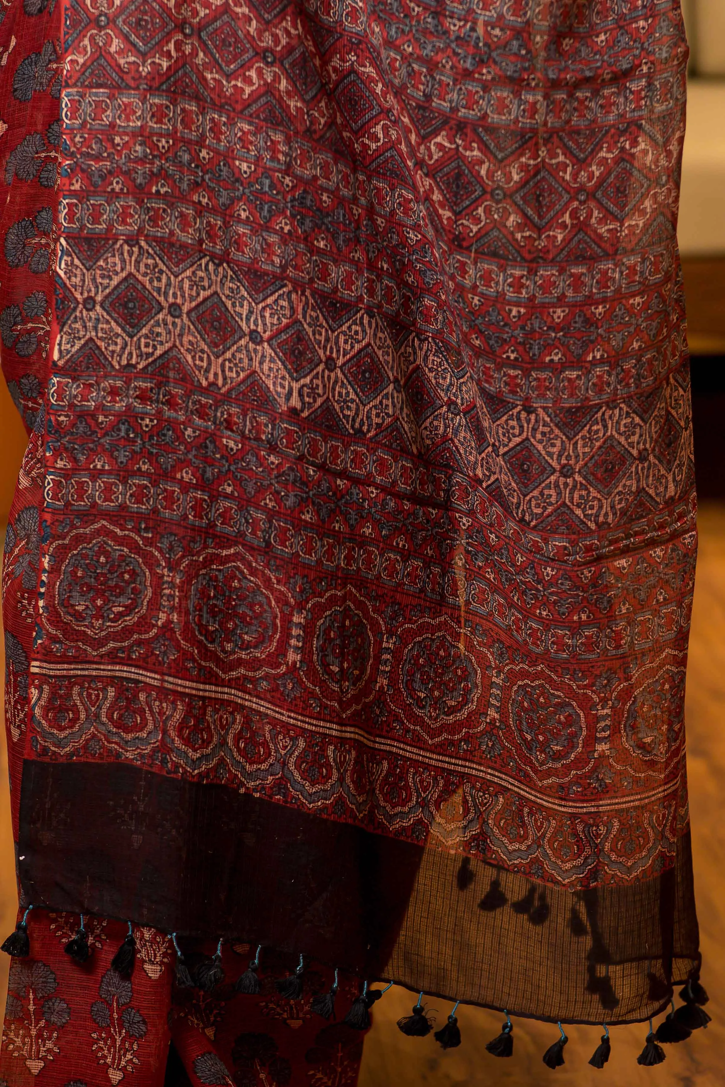 Ajrakh Natural Dyed Kota Doria Saree