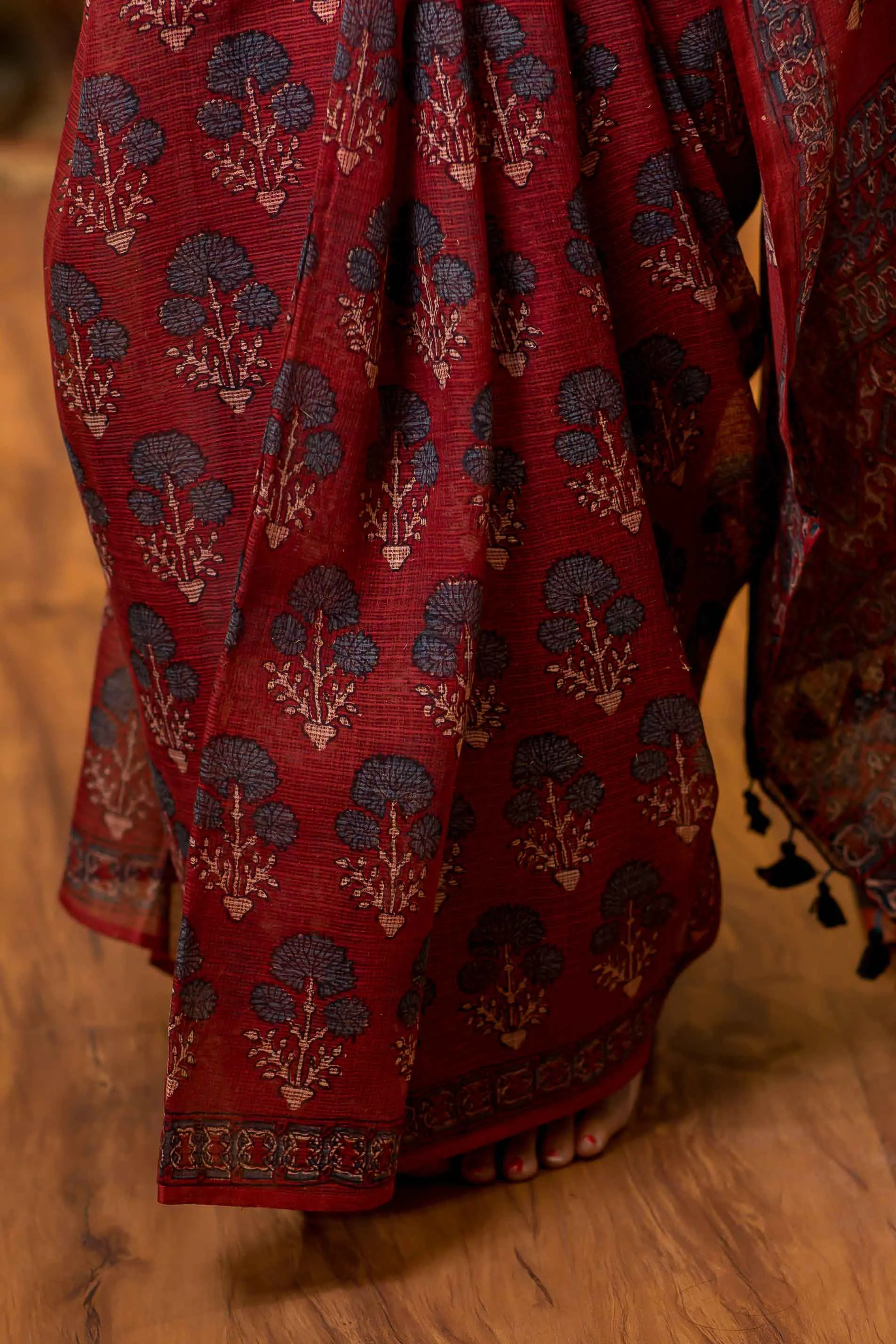 Ajrakh Natural Dyed Kota Doria Saree