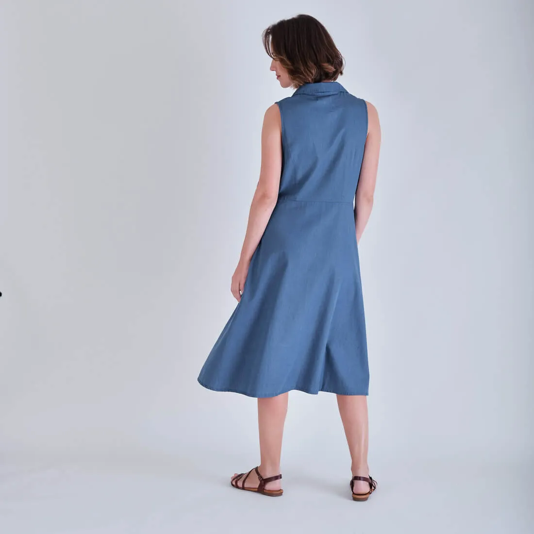 Aubrey Sleeveless Denim Shirt Dress