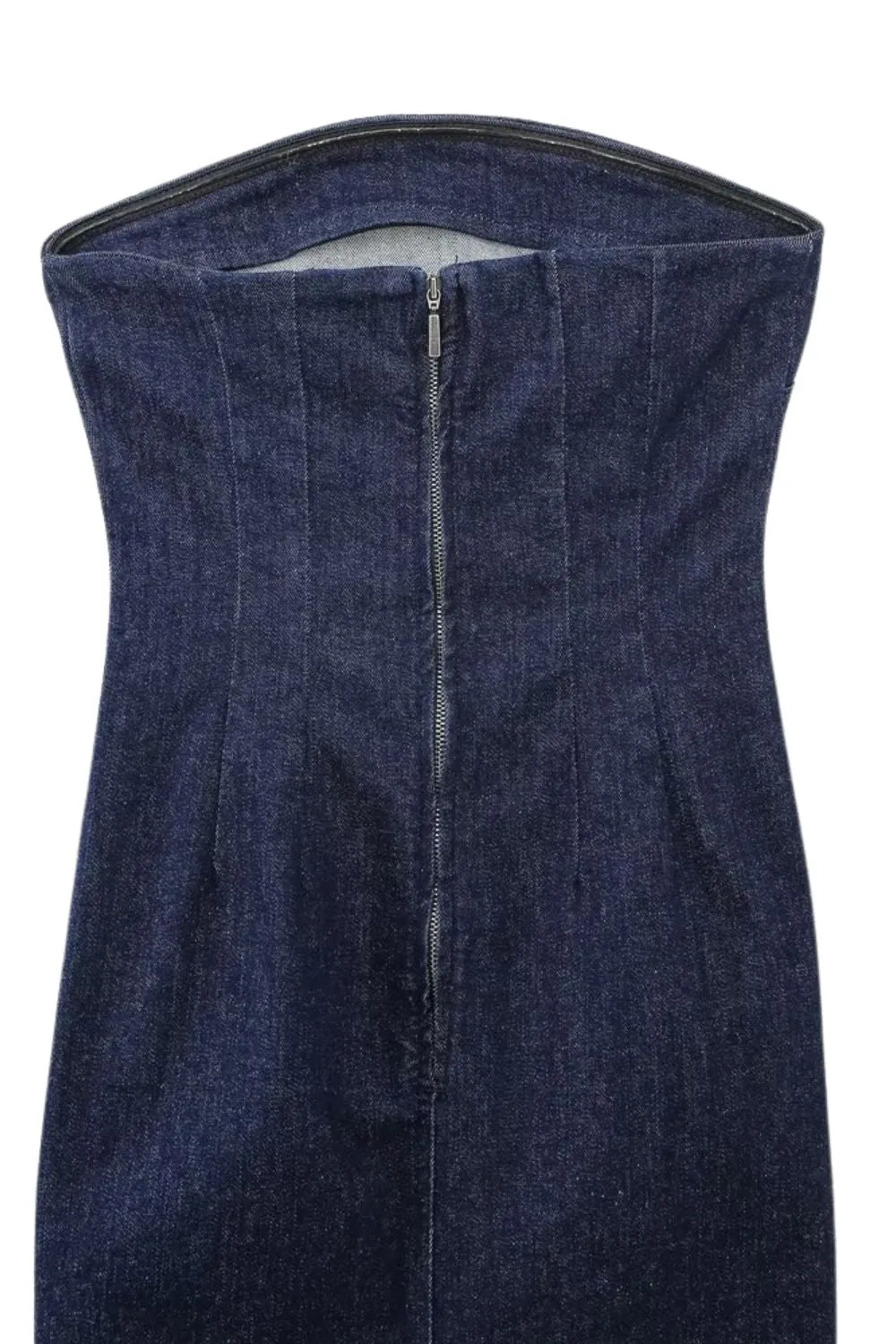 'Aurora'  Strapless Bodice Fitted Denim Dress
