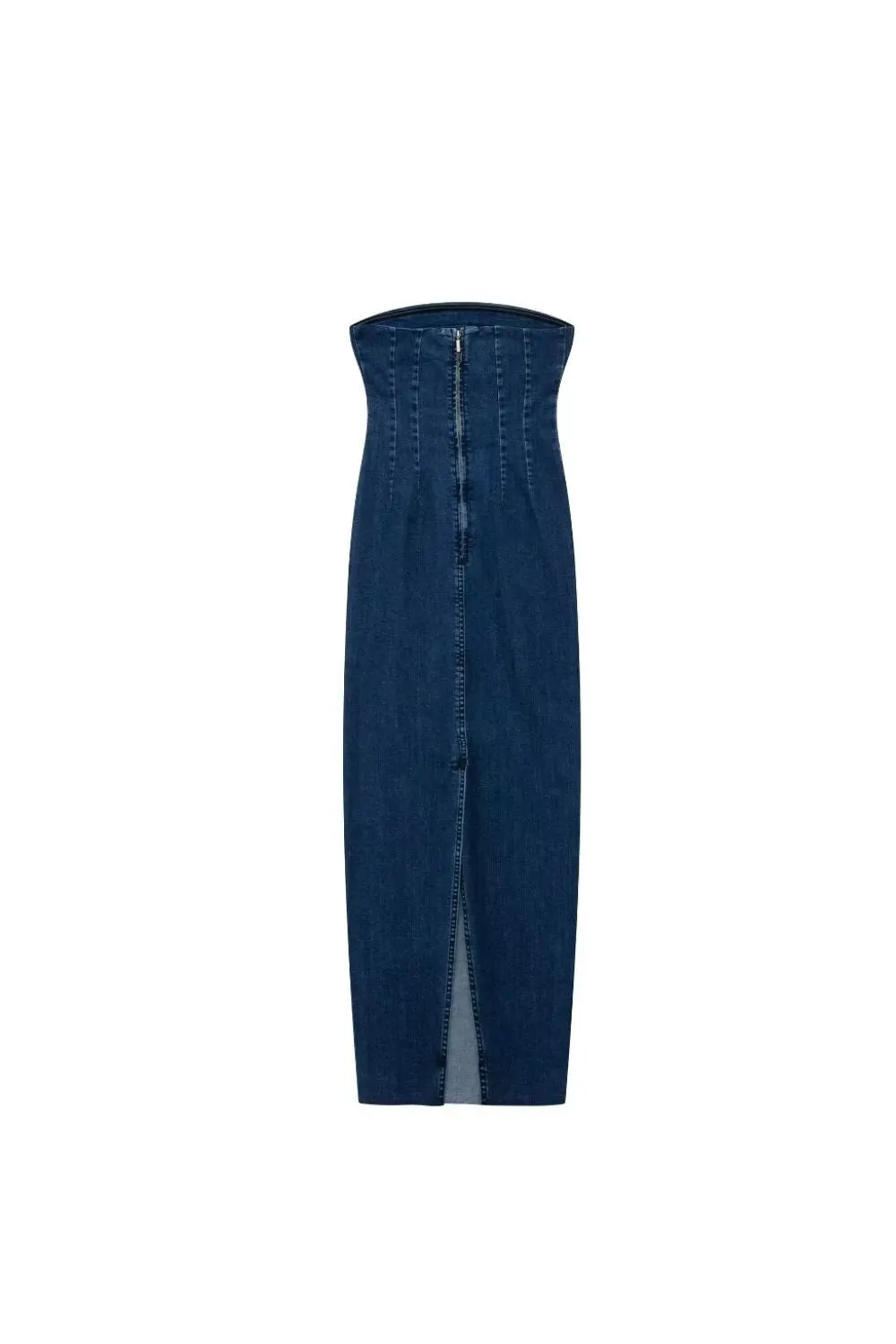 'Aurora'  Strapless Bodice Fitted Denim Dress