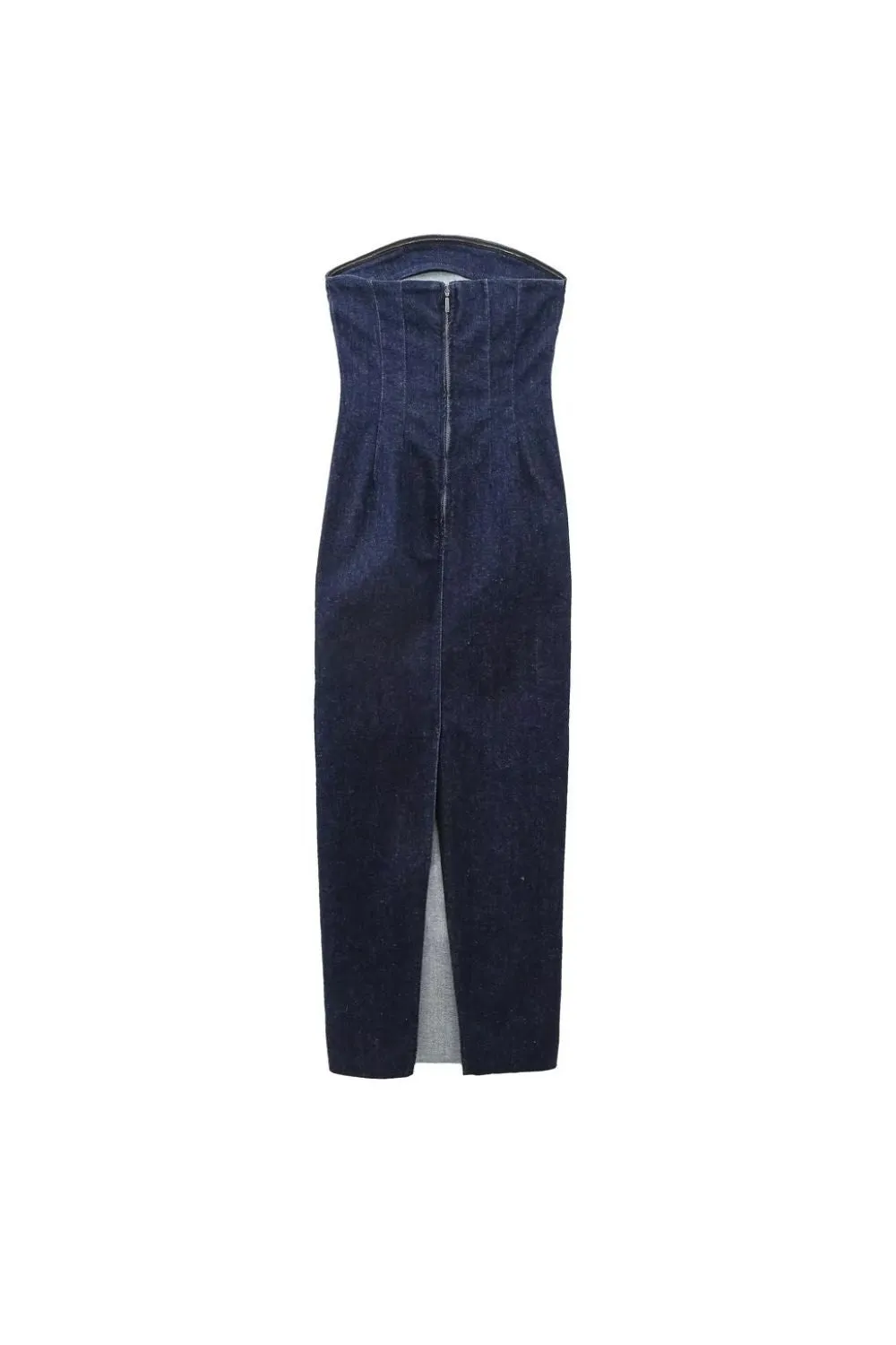 'Aurora'  Strapless Bodice Fitted Denim Dress
