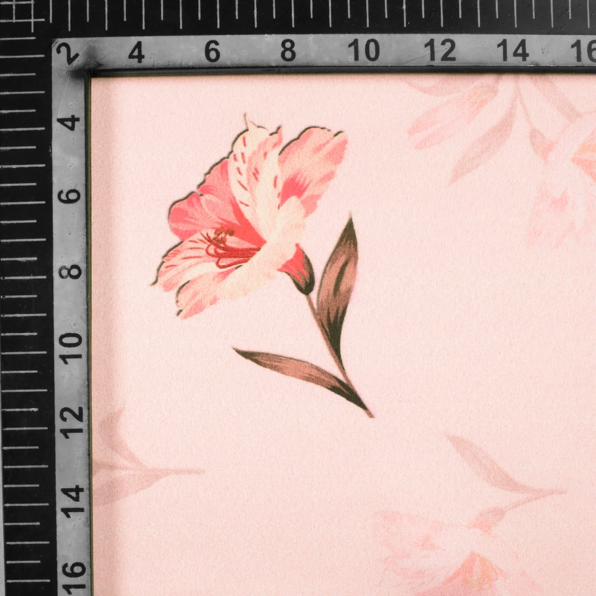Baby Pink Floral Pattern Digital Print Charmeuse Satin Fabric (Width 58 Inches)