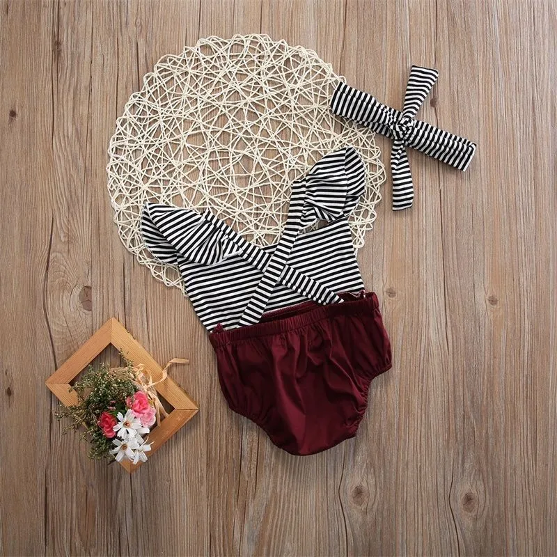 Baby Striped Romper Set d1