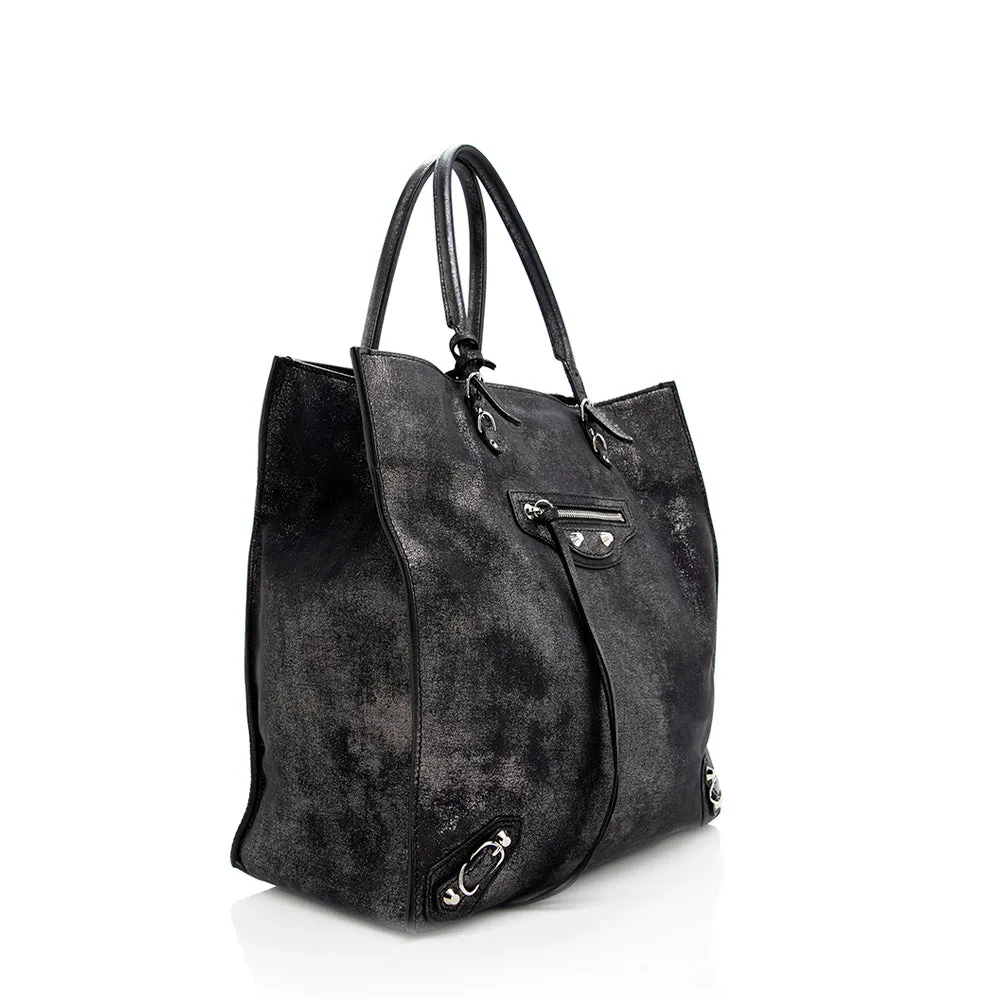 Balenciaga Metallic Veau Leather Papier A4 Tote
