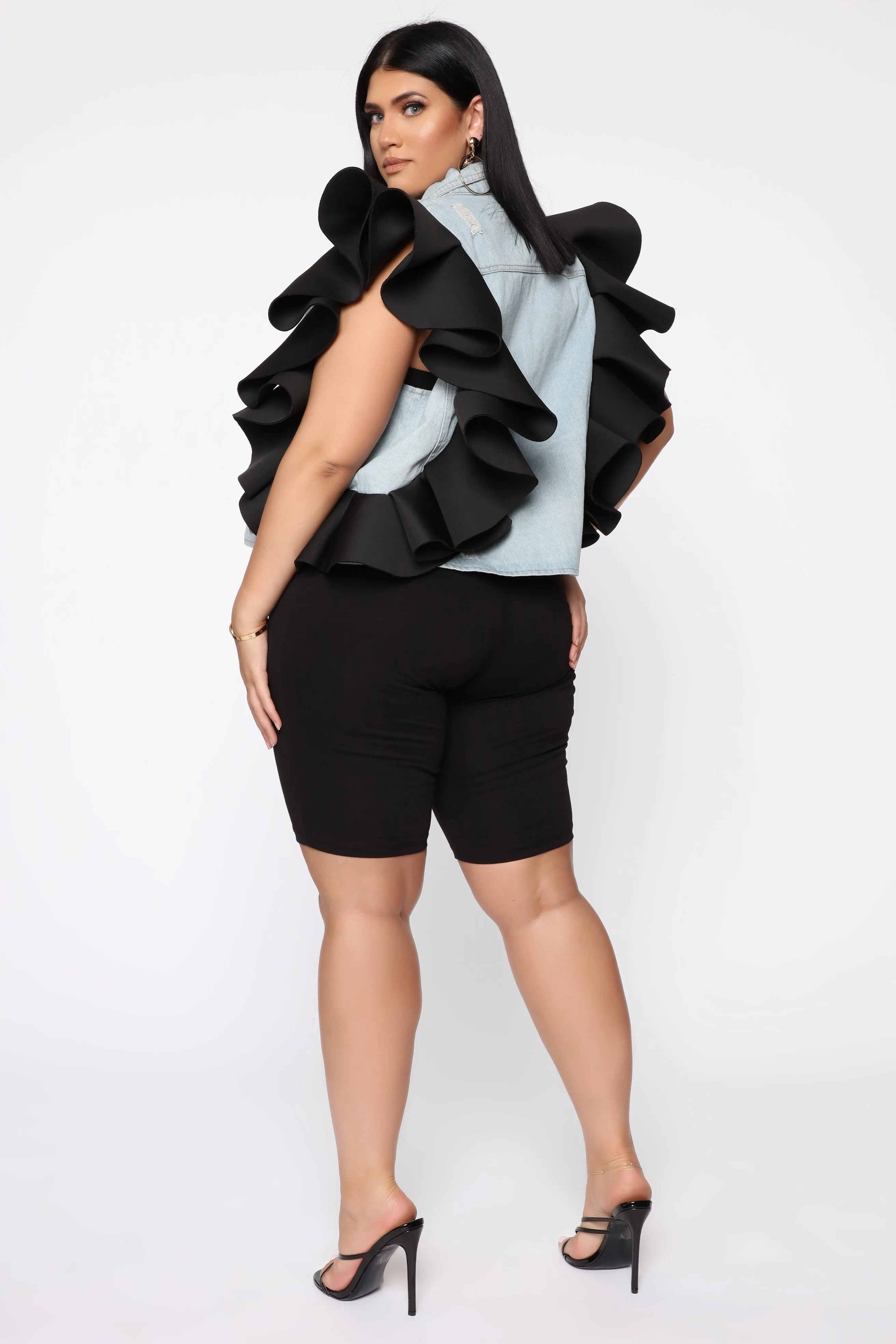 Be Careful Denim Vest Jacket - Black/Combo