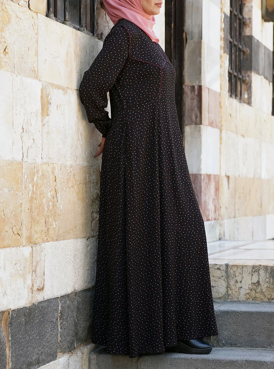 Bias Trim Printed Abaya
