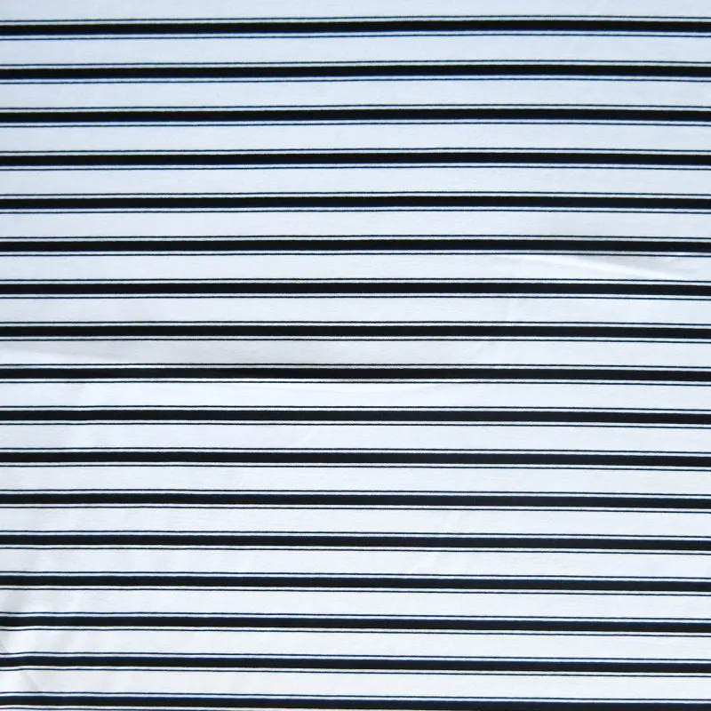 Black and White Double Stripe Nylon Spandex Swimsuit Fabric