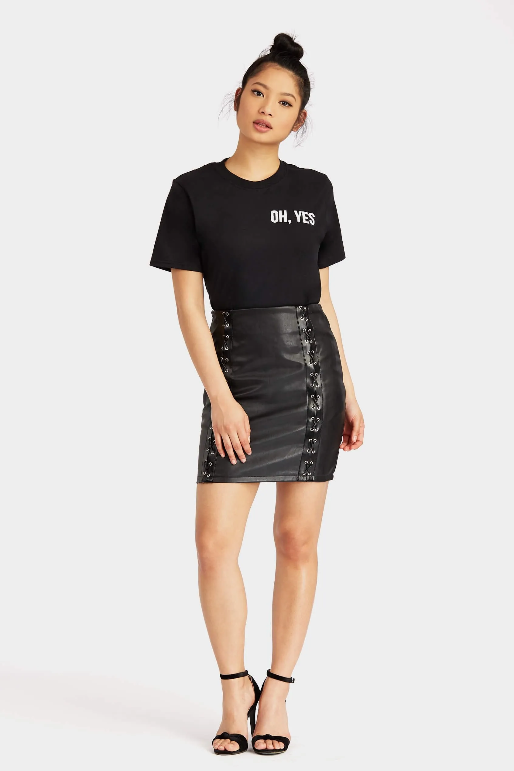 Black Oh, Yes Slogan Tshirt