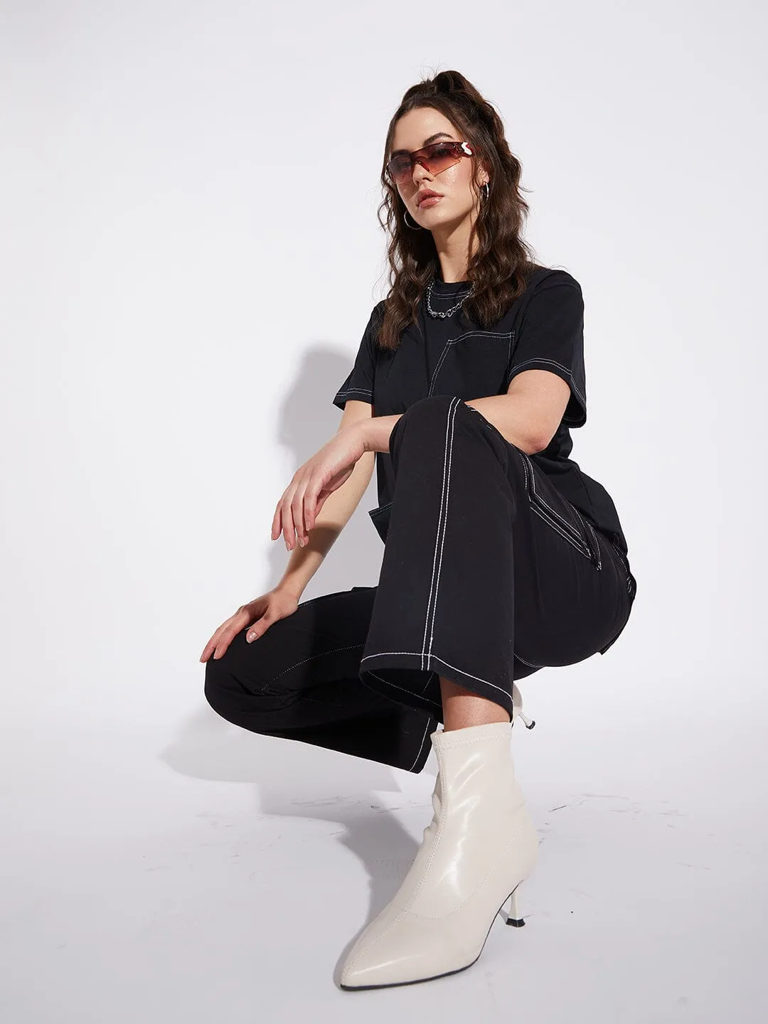 Black Unisex Oversized Carpenter Tshirt
