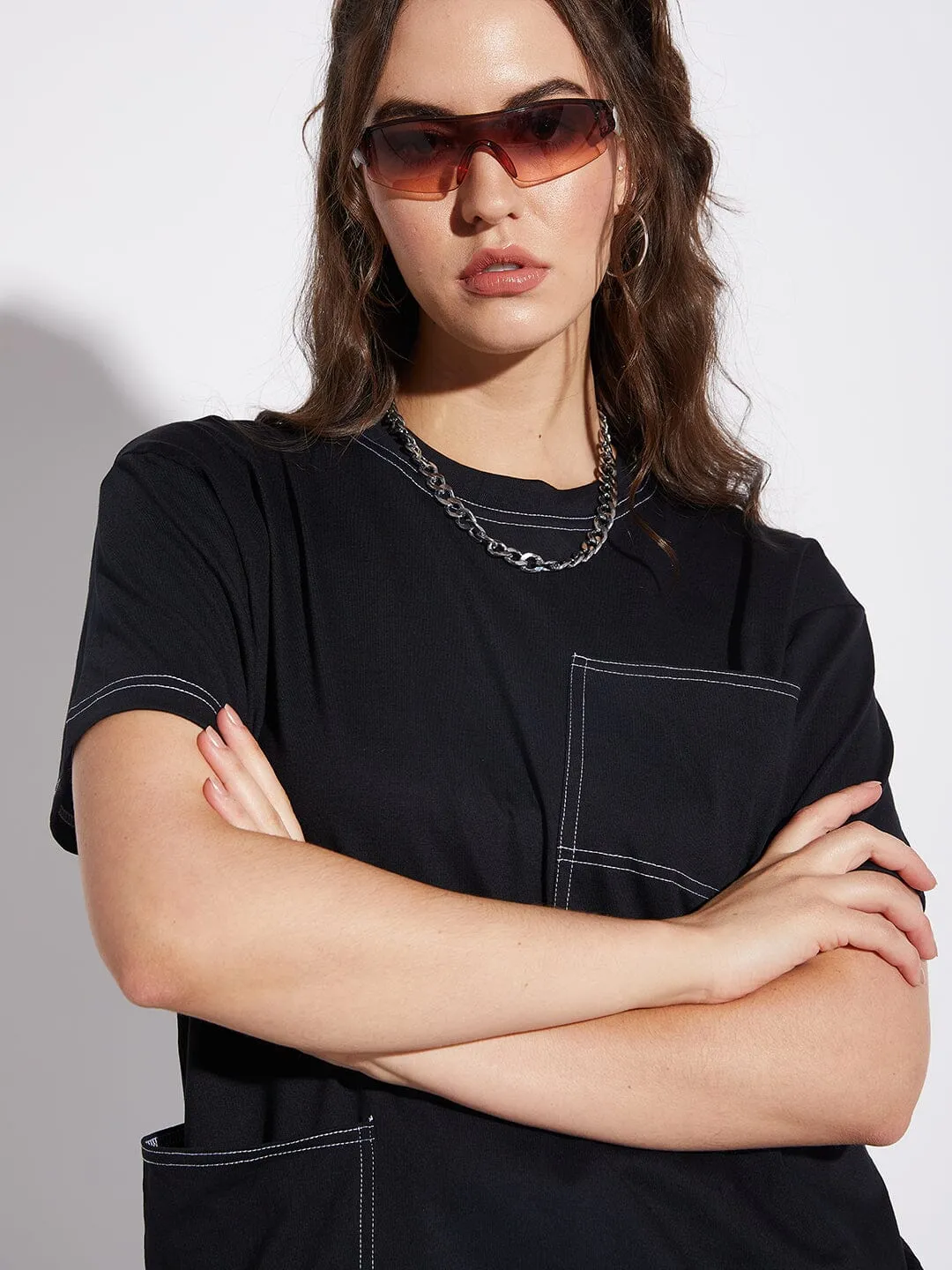 Black Unisex Oversized Carpenter Tshirt