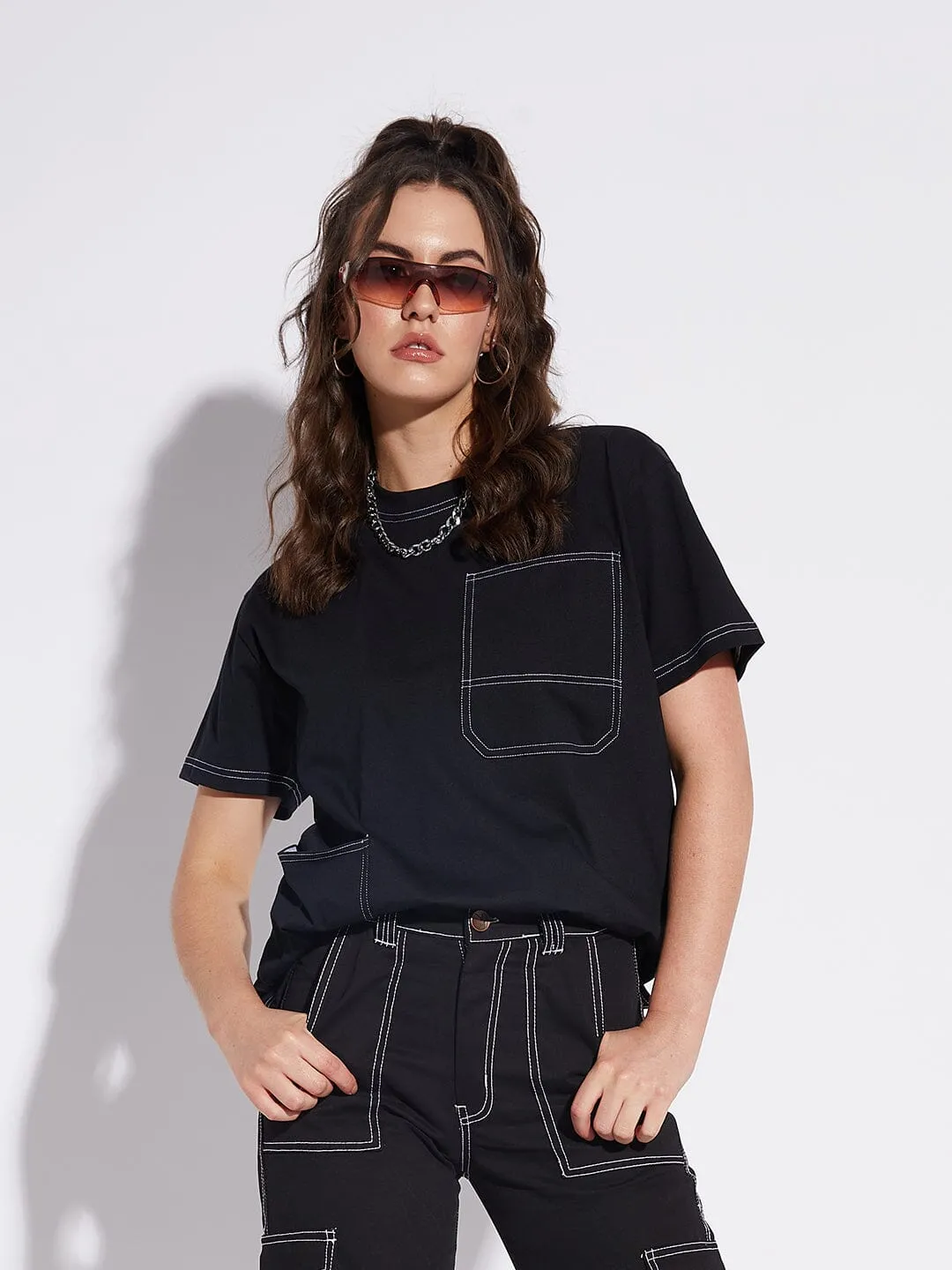 Black Unisex Oversized Carpenter Tshirt