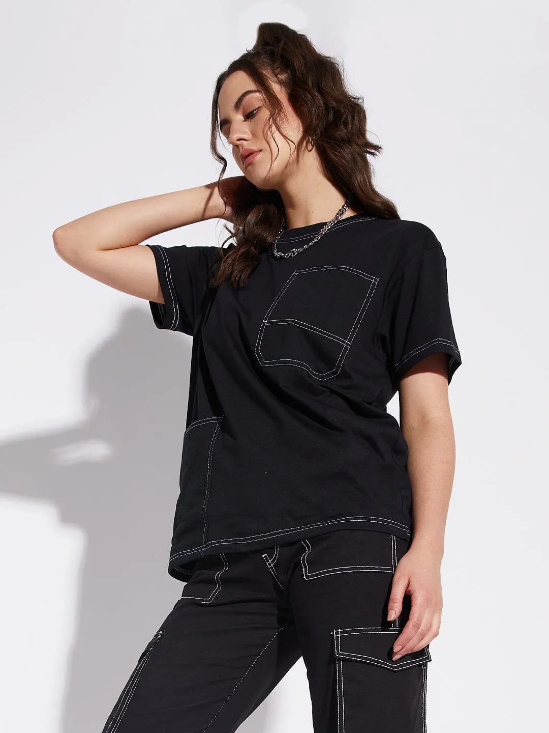 Black Unisex Oversized Carpenter Tshirt