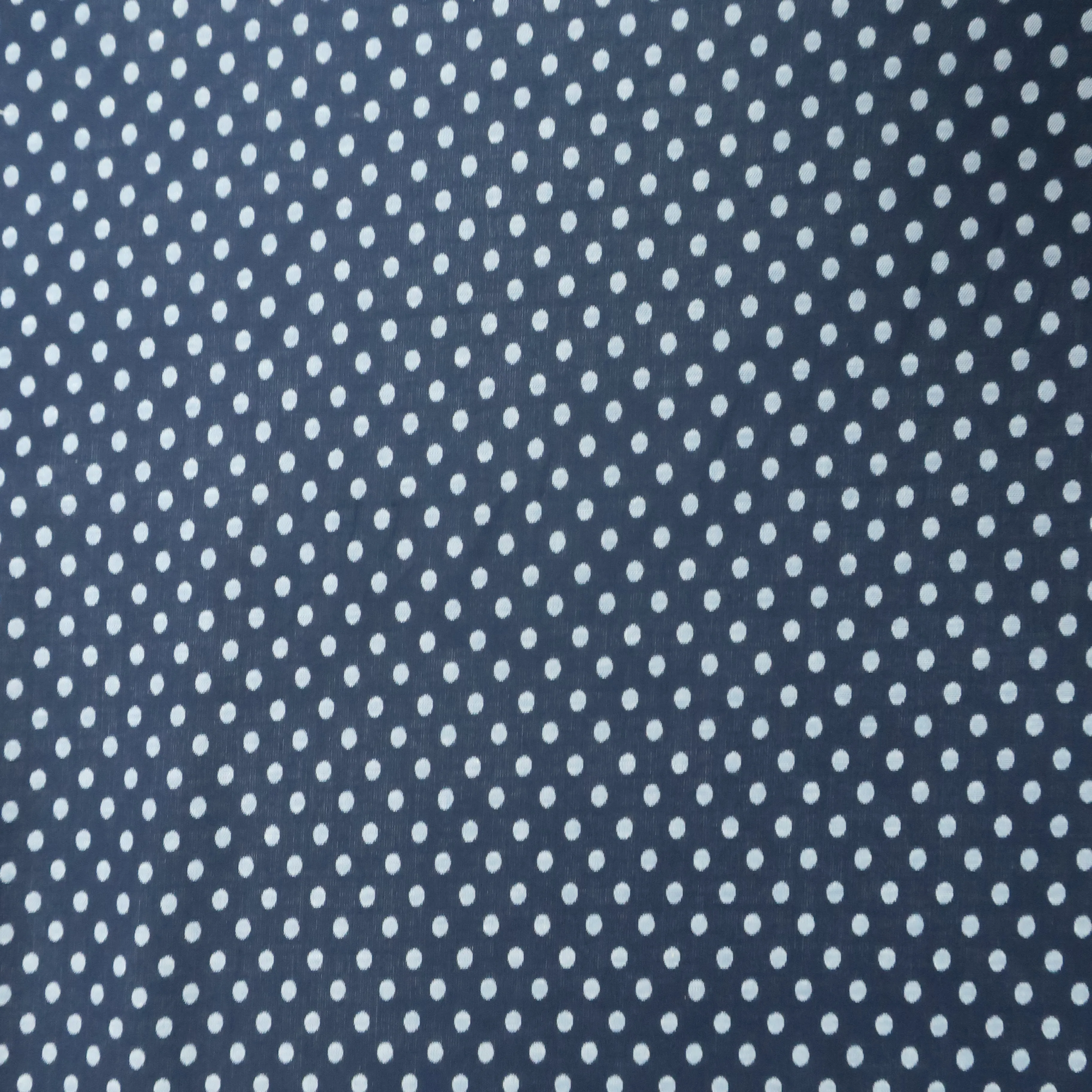 Blue Dotted 100% Fine Italian Cotton Denim Fabric