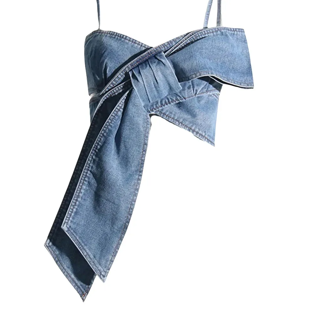 Bowknot Denim Set