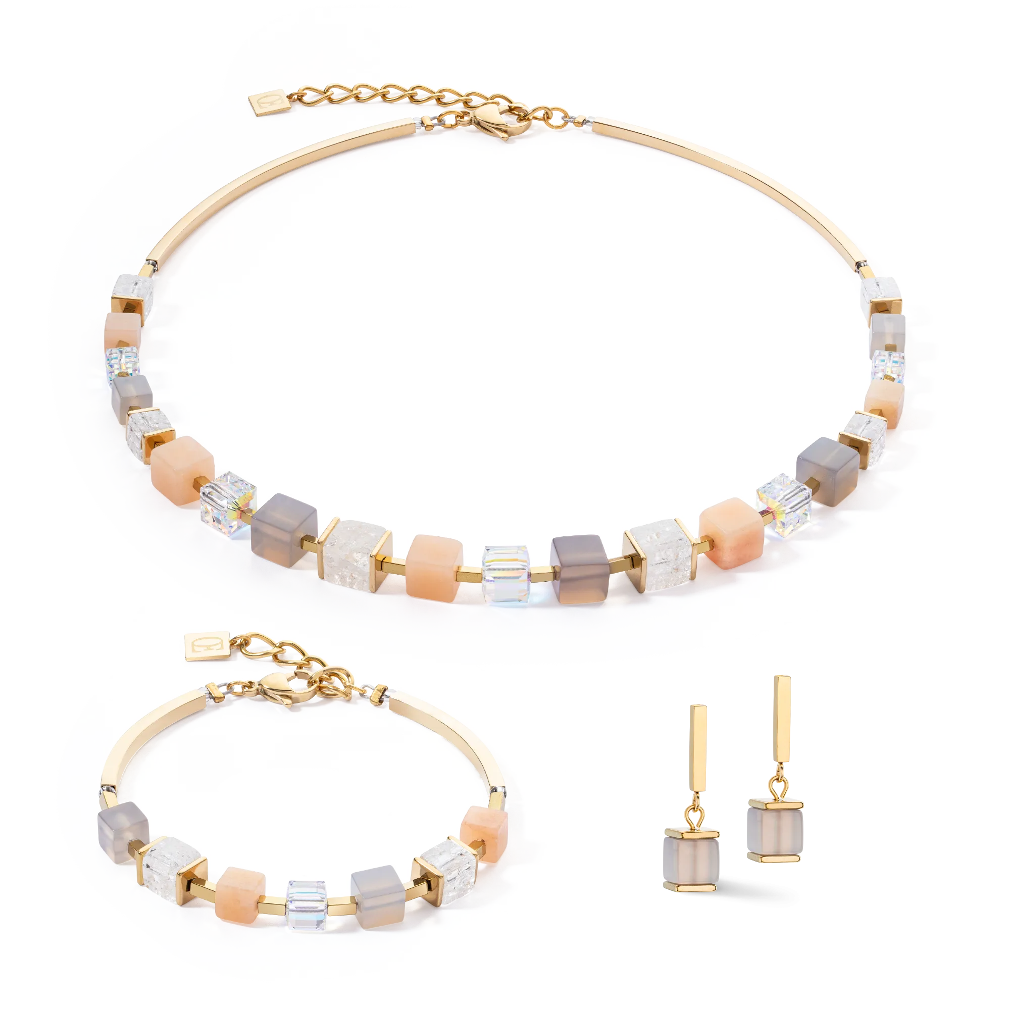 Bracelet Precious Statement Cubes grey-peach