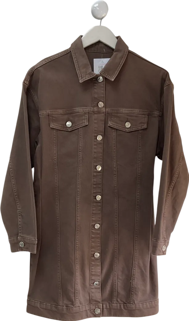 Brown Denim Jacket Dress UK 10