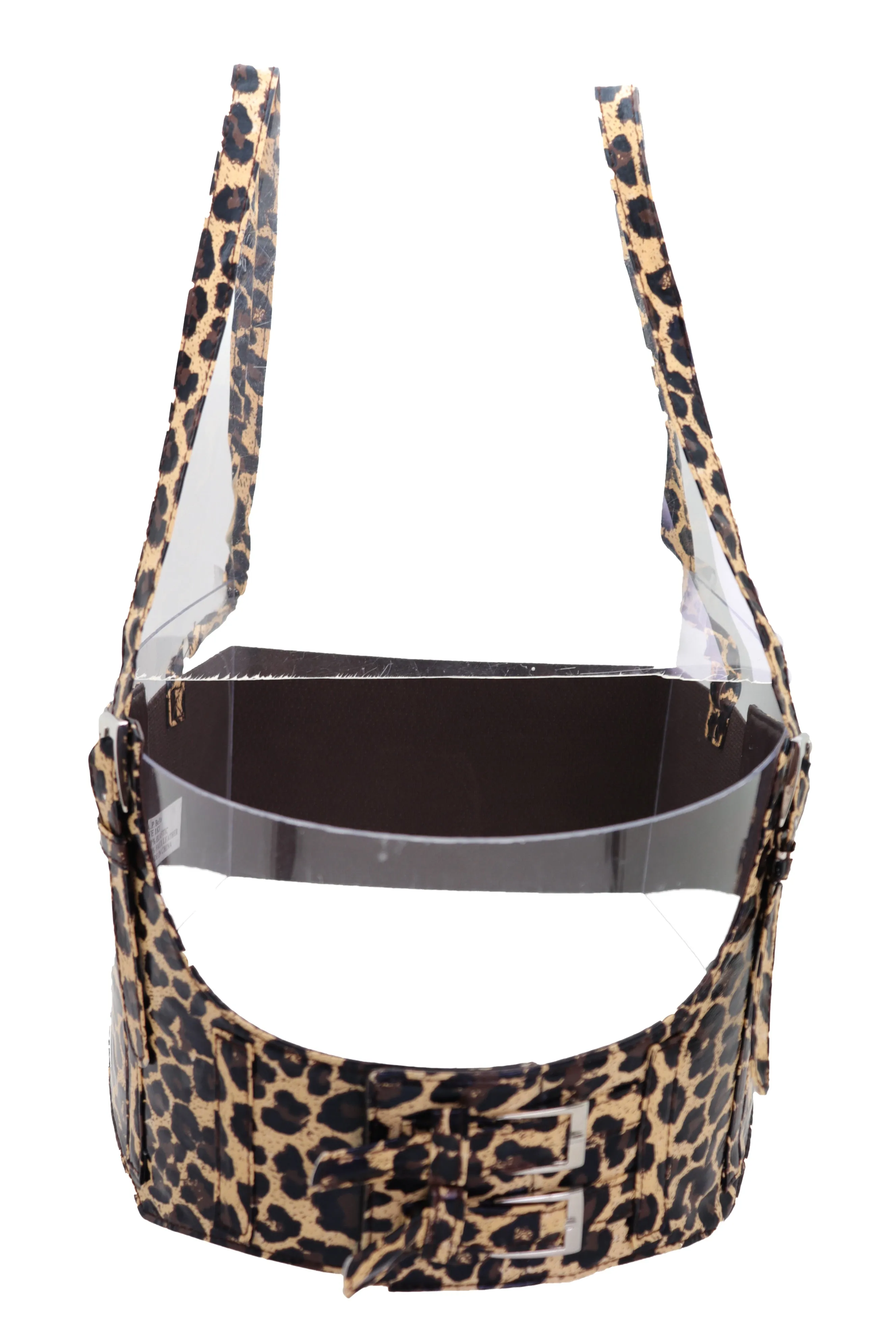 Brown Stretch Leopard High Waist Corset Shoulder Strap Fashion Belt Size M
