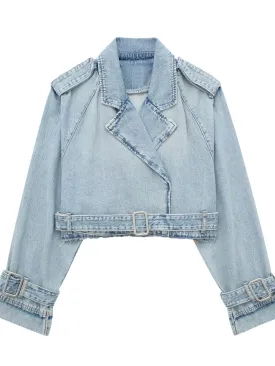 Buckle Cropped Denim Jacket