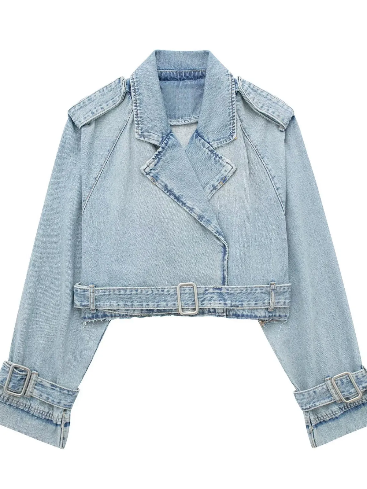 Buckle Cropped Denim Jacket