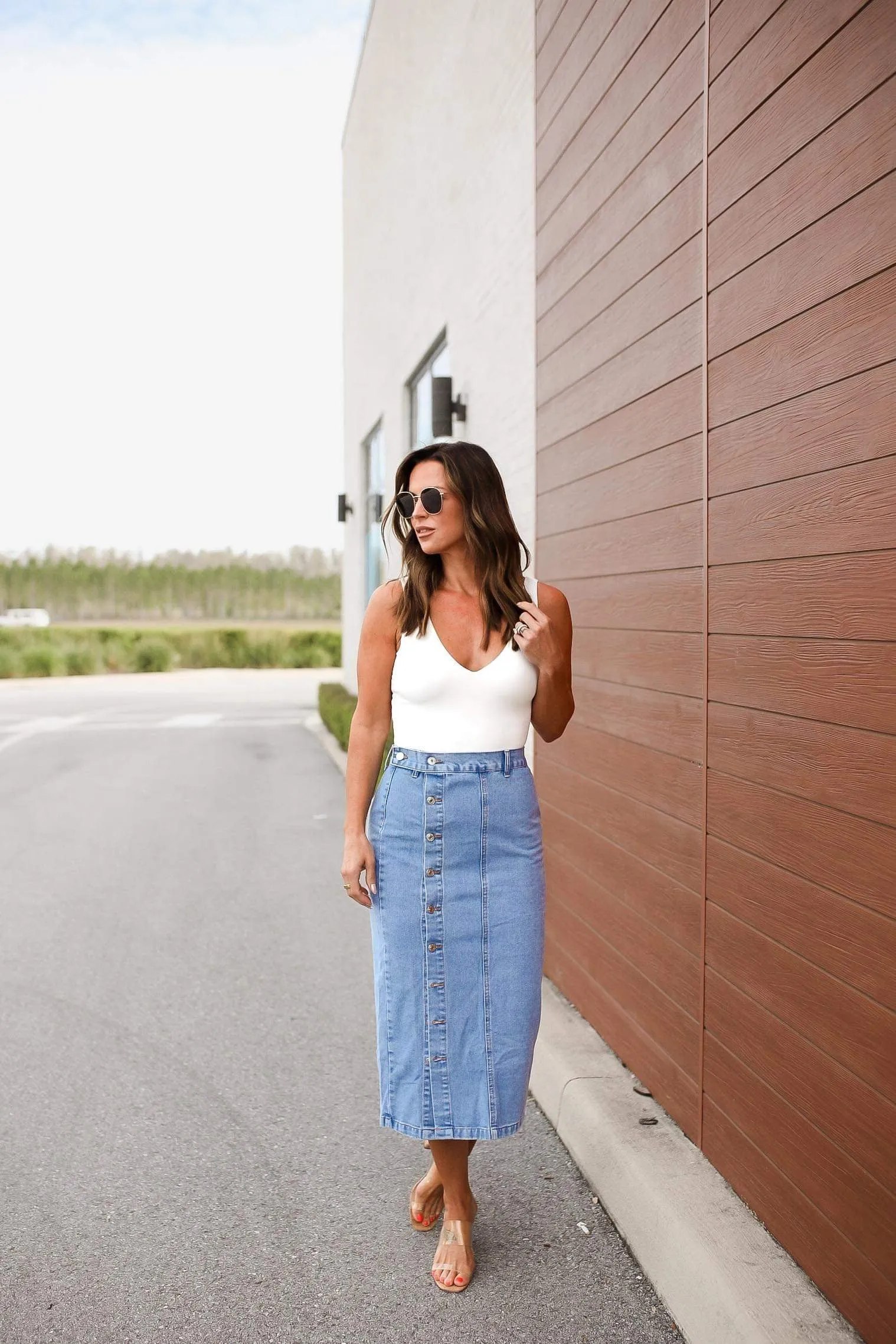 Button Down Denim Skirt