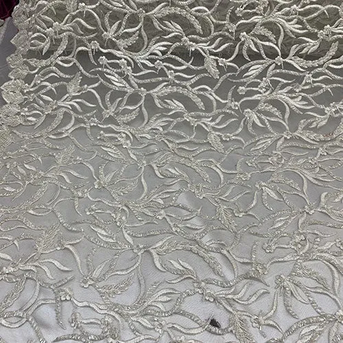 By The Yard Luxury Floral Heavy 3D Beaded Mesh Lace Fabric Hand Made lace Embroidered Glass Beads Sequins/Prom,Wedding Dress