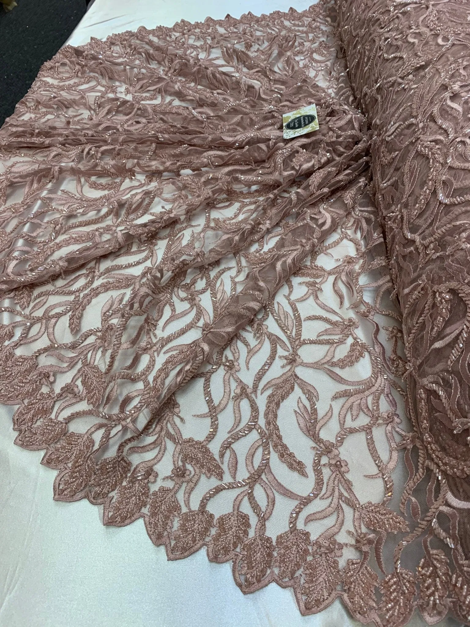 By The Yard Luxury Floral Heavy 3D Beaded Mesh Lace Fabric Hand Made lace Embroidered Glass Beads Sequins/Prom,Wedding Dress