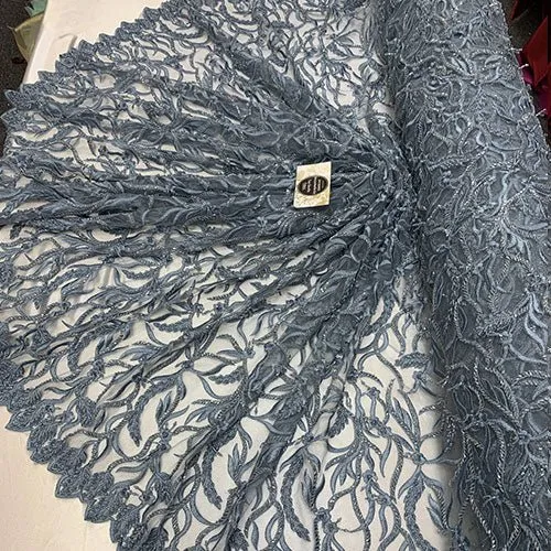 By The Yard Luxury Floral Heavy 3D Beaded Mesh Lace Fabric Hand Made lace Embroidered Glass Beads Sequins/Prom,Wedding Dress