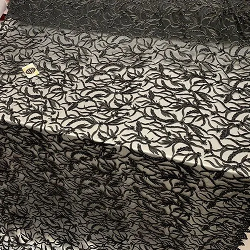 By The Yard Luxury Floral Heavy 3D Beaded Mesh Lace Fabric Hand Made lace Embroidered Glass Beads Sequins/Prom,Wedding Dress